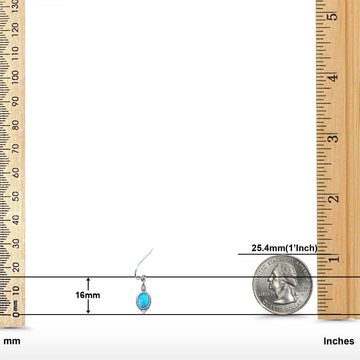 Drop Dangle Earrings Lab Created Blue Opal 925 Sterling Silver (16mm)
